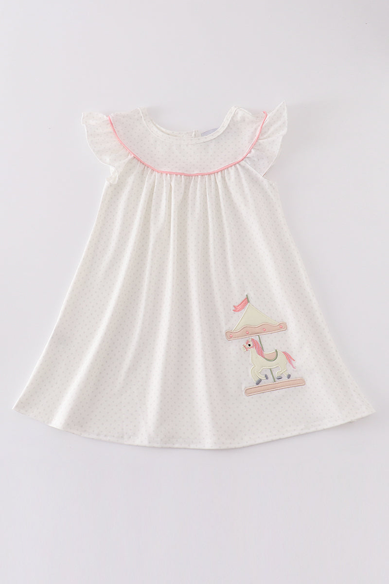 Pink carousel applique girl dress