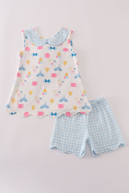 Fireworks castle print shorts set