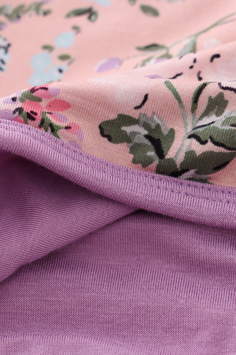 Purple floral print bamboo blanket