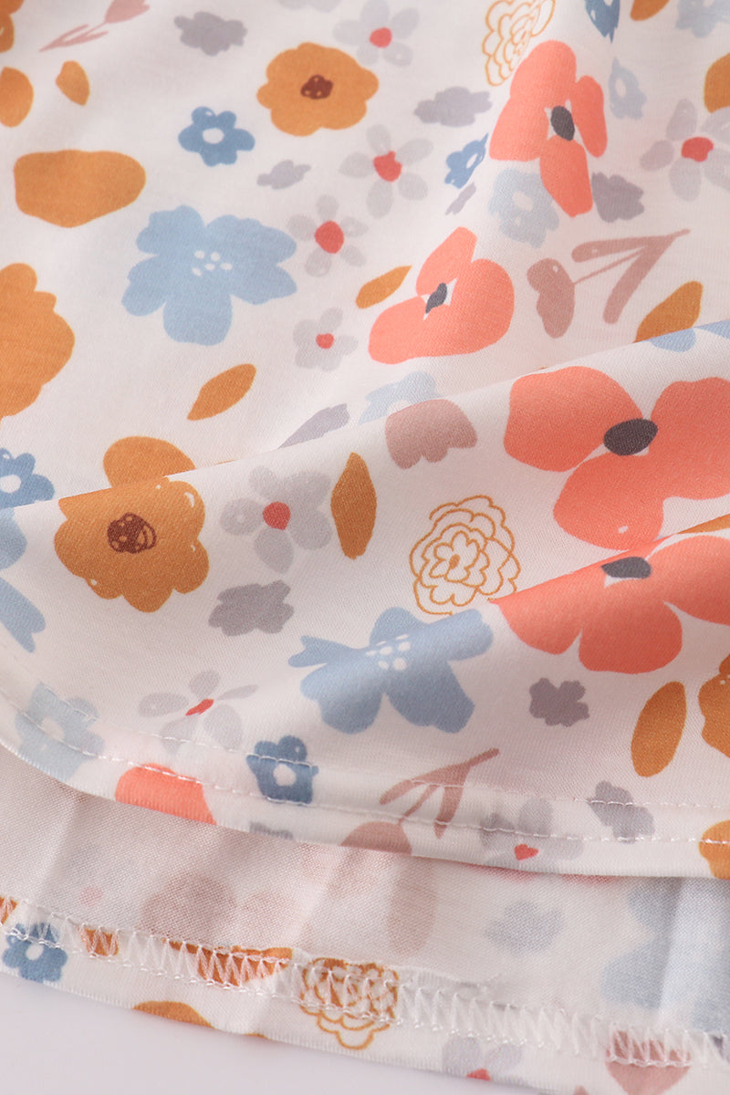 Floral print smocked dress