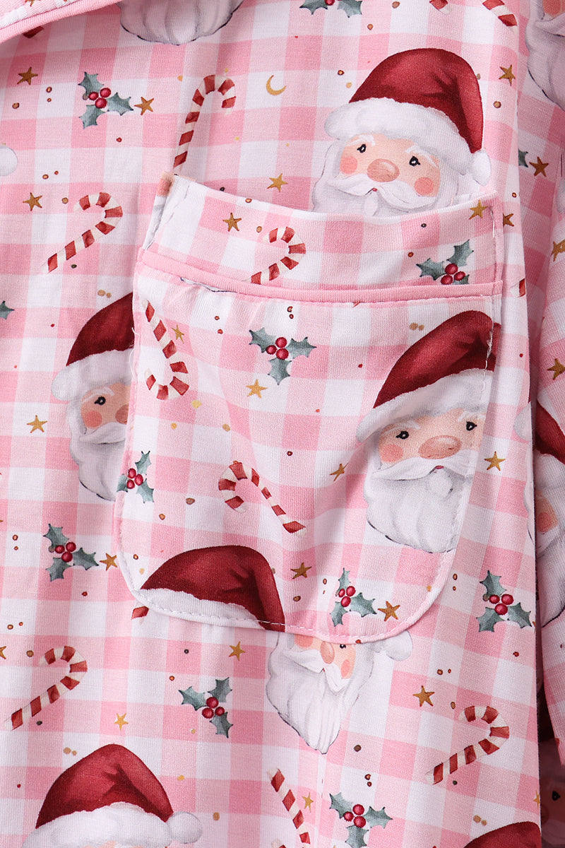 Pink santa claus bamboo mom pajamas set