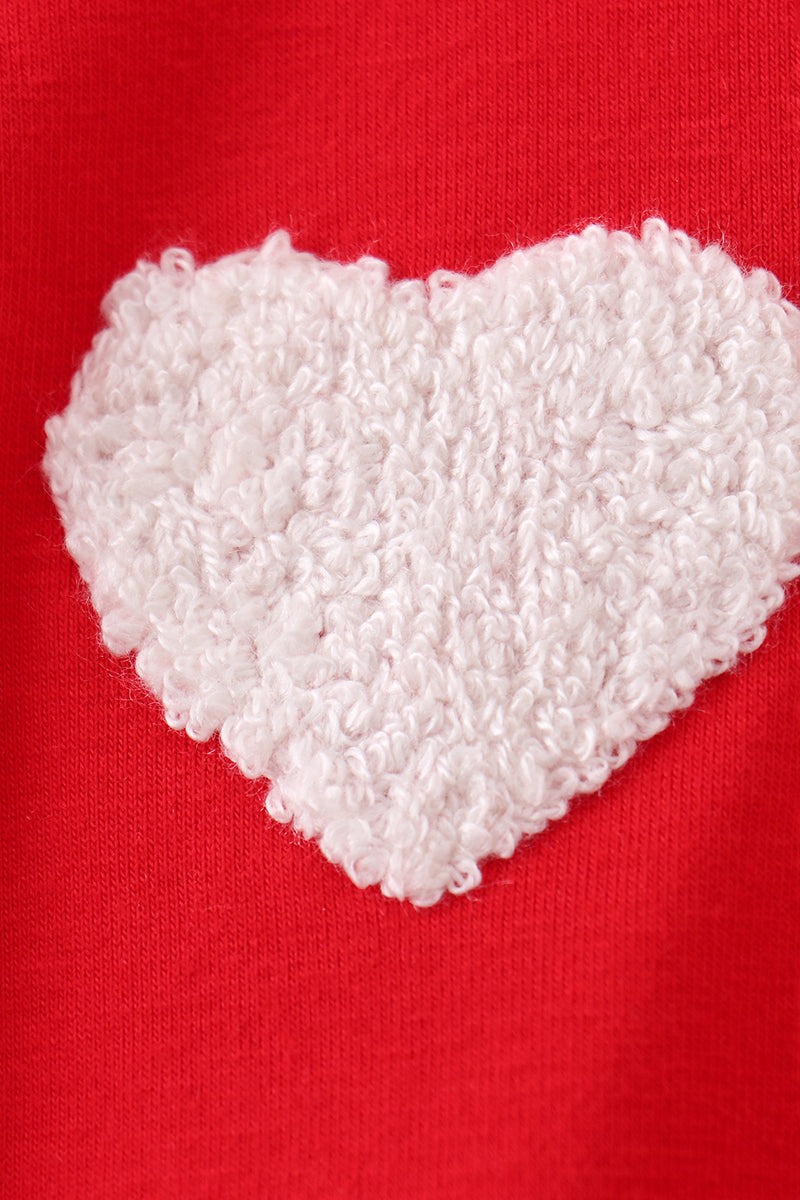 Red heart french knot bow bubble