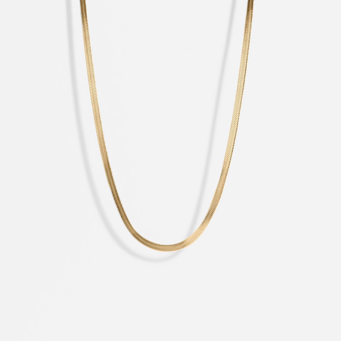 18K Gold Stainless Steel Herringbone Chain Necklace: 14" / 3mm