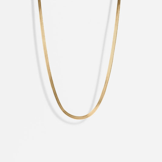 18K Gold Stainless Steel Herringbone Chain Necklace: 14" / 3mm