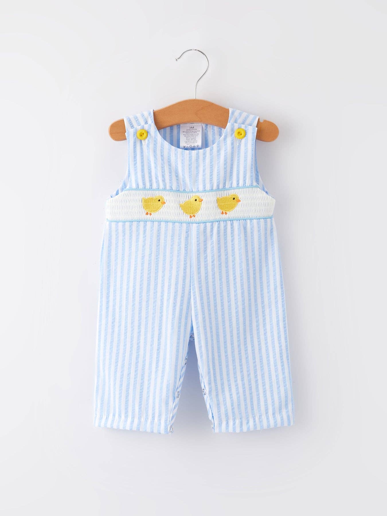 Spring and Summer Chicken Embroidery Blue Boy Romper: 18M
