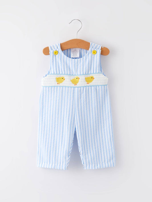 Spring and Summer Chicken Embroidery Blue Boy Romper: 18M