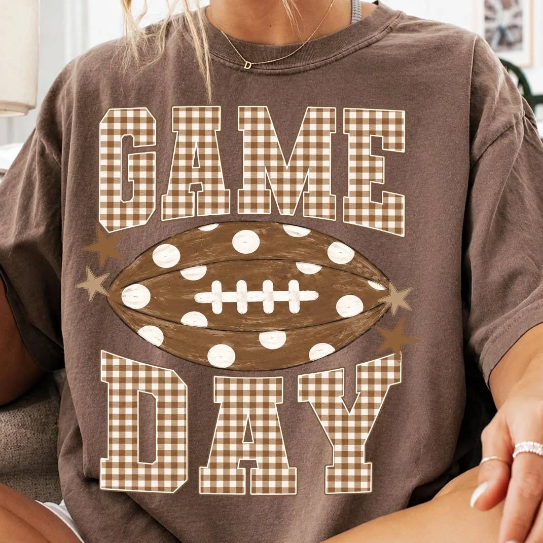 Retro Football Game Day Tee: Espresso / 3X