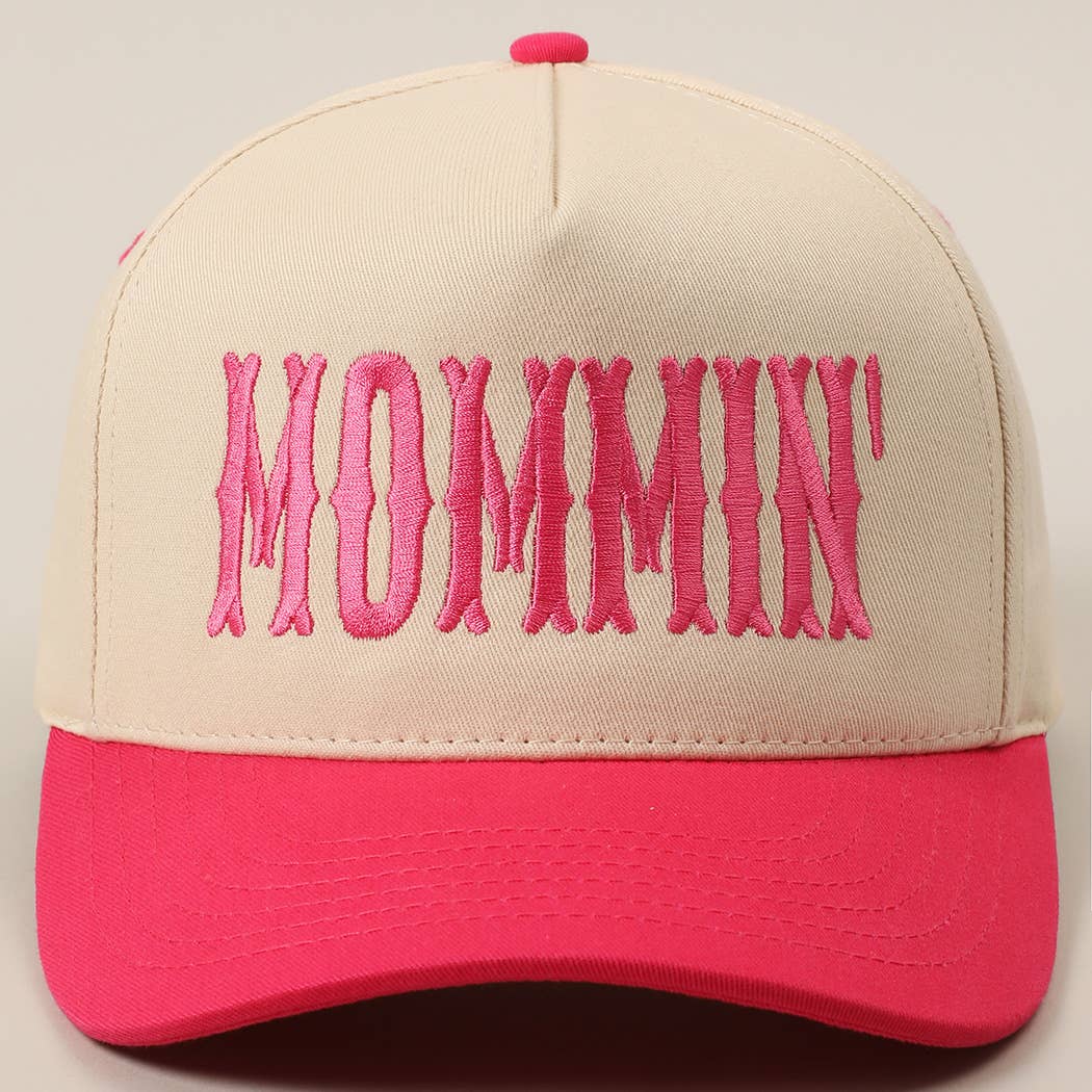 MOMMIN' Letter Embroidery Two-Tone Trucker Hat: Black / ONE SIZE