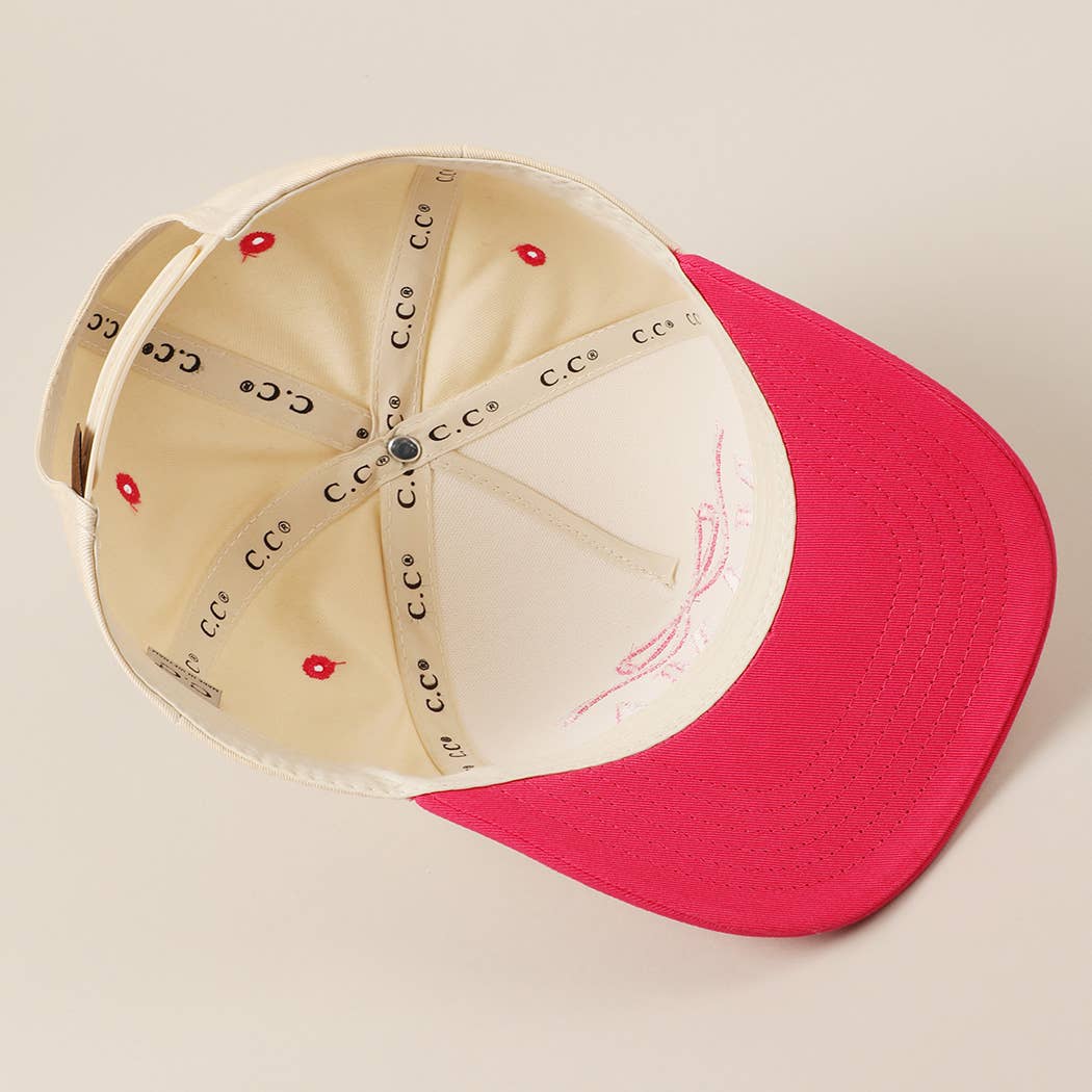 MAMA Ribbon Embroidered Two-Tone Trucker Hat: DENIM / ONE SIZE