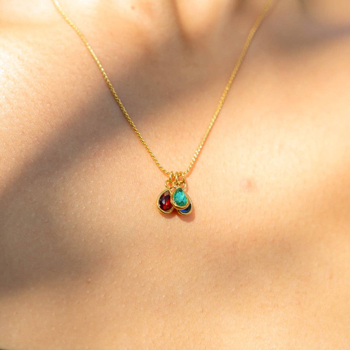 18K Gold PVD Teardrop Birthstone Charm: August