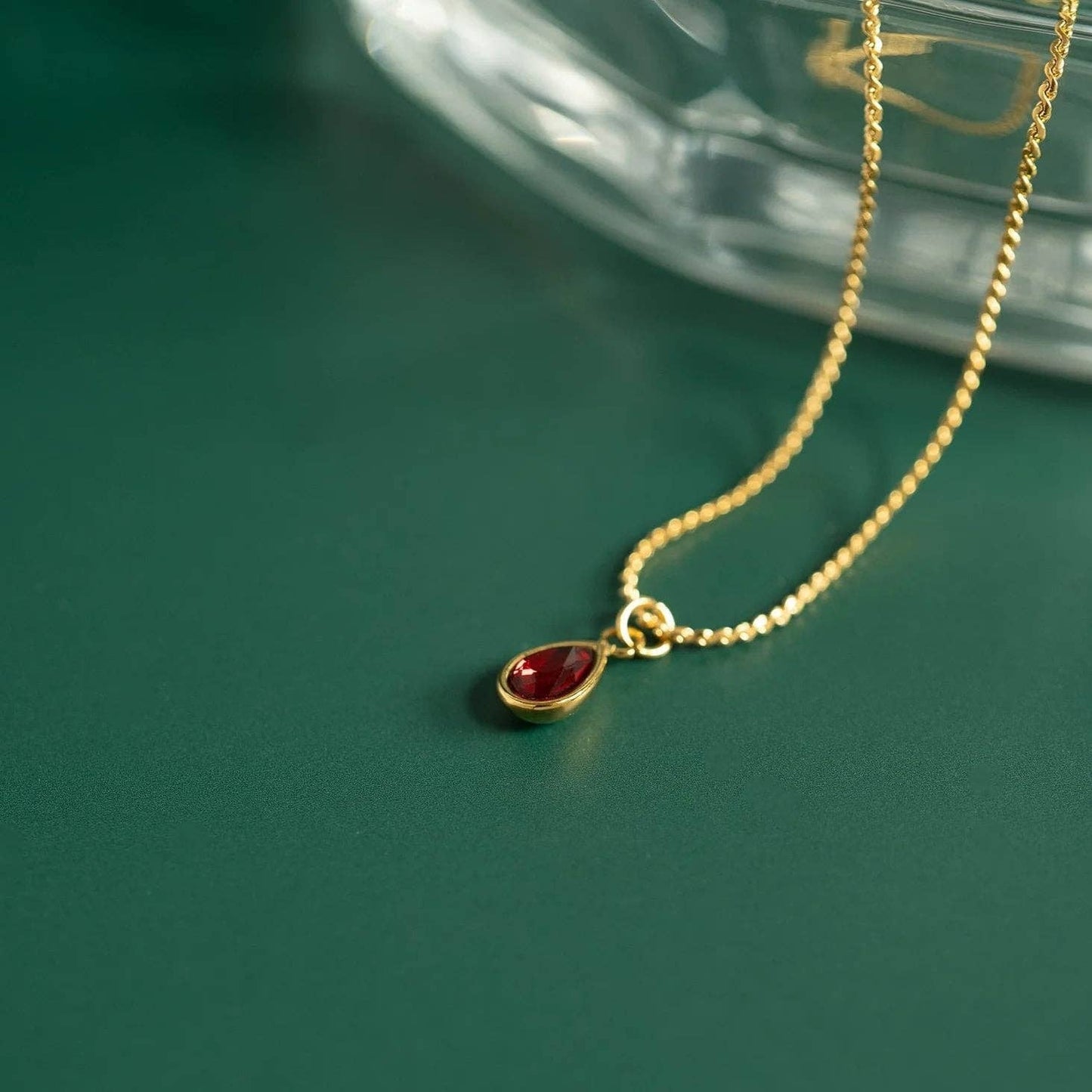 18K Gold PVD Teardrop Birthstone Charm: January