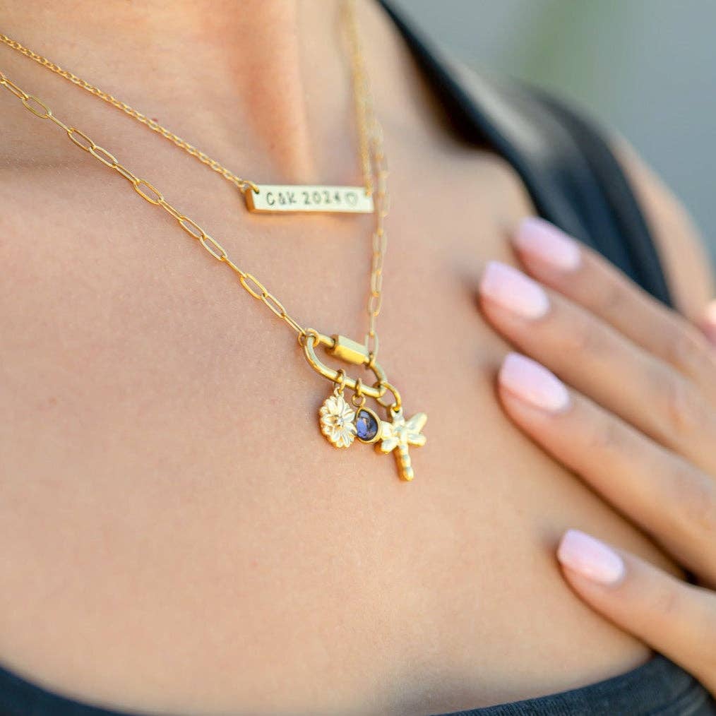 18K Gold PVD Teardrop Birthstone Charm: May
