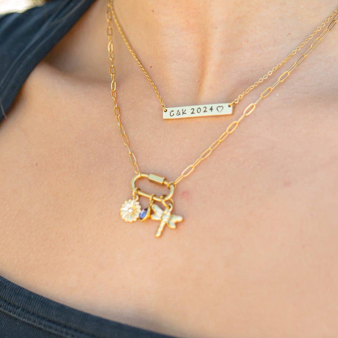 18K Gold PVD Teardrop Birthstone Charm: January