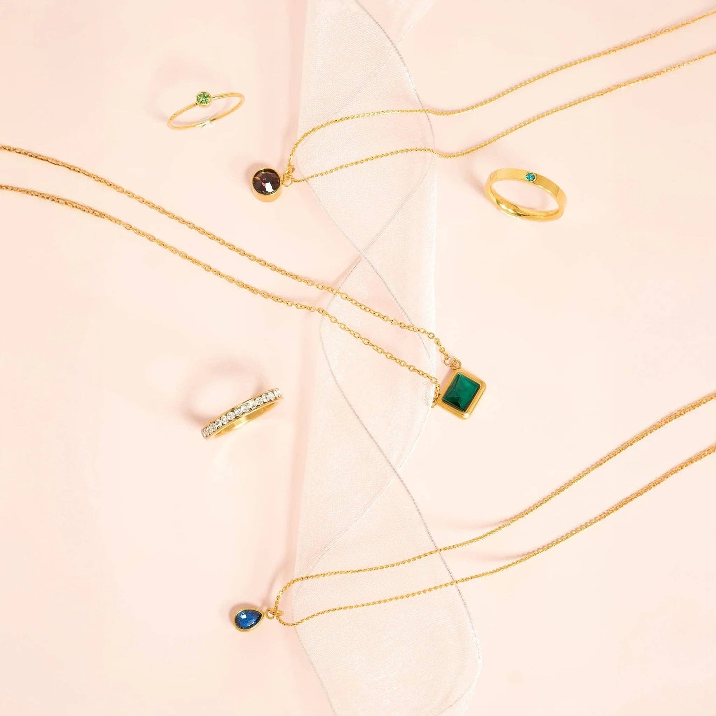 18K Gold PVD Teardrop Birthstone Charm: May