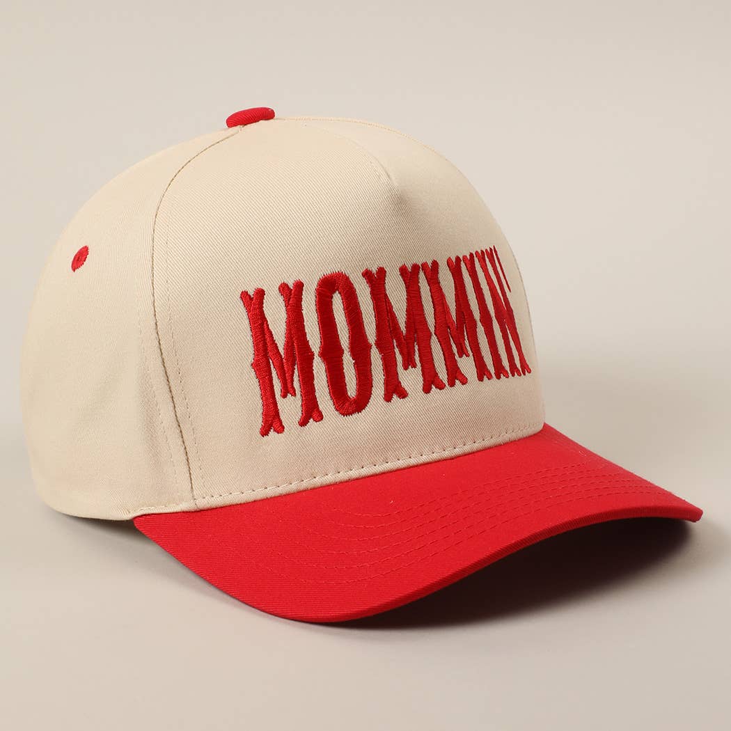 MOMMIN' Letter Embroidery Two-Tone Trucker Hat: Black / ONE SIZE