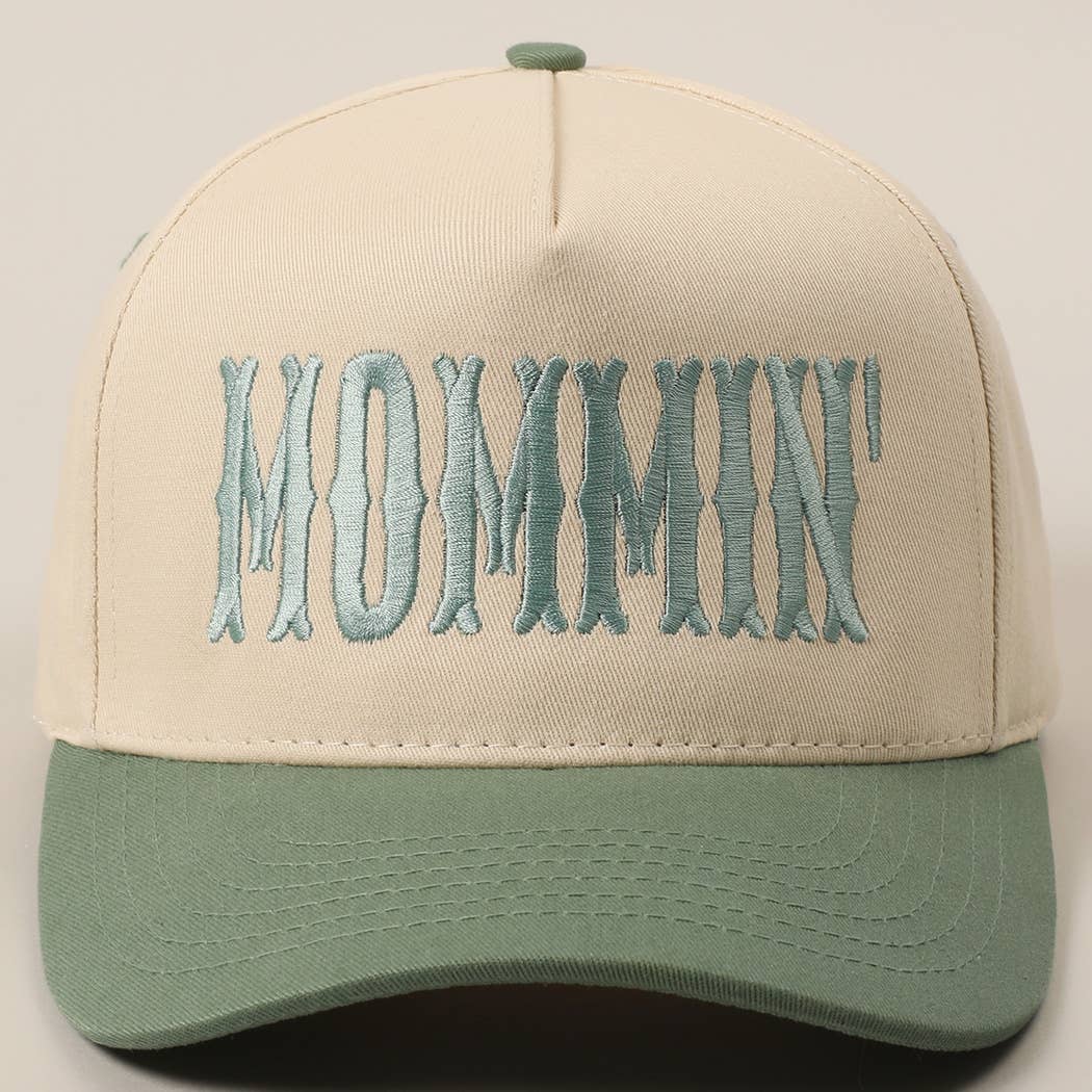 MOMMIN' Letter Embroidery Two-Tone Trucker Hat: Black / ONE SIZE