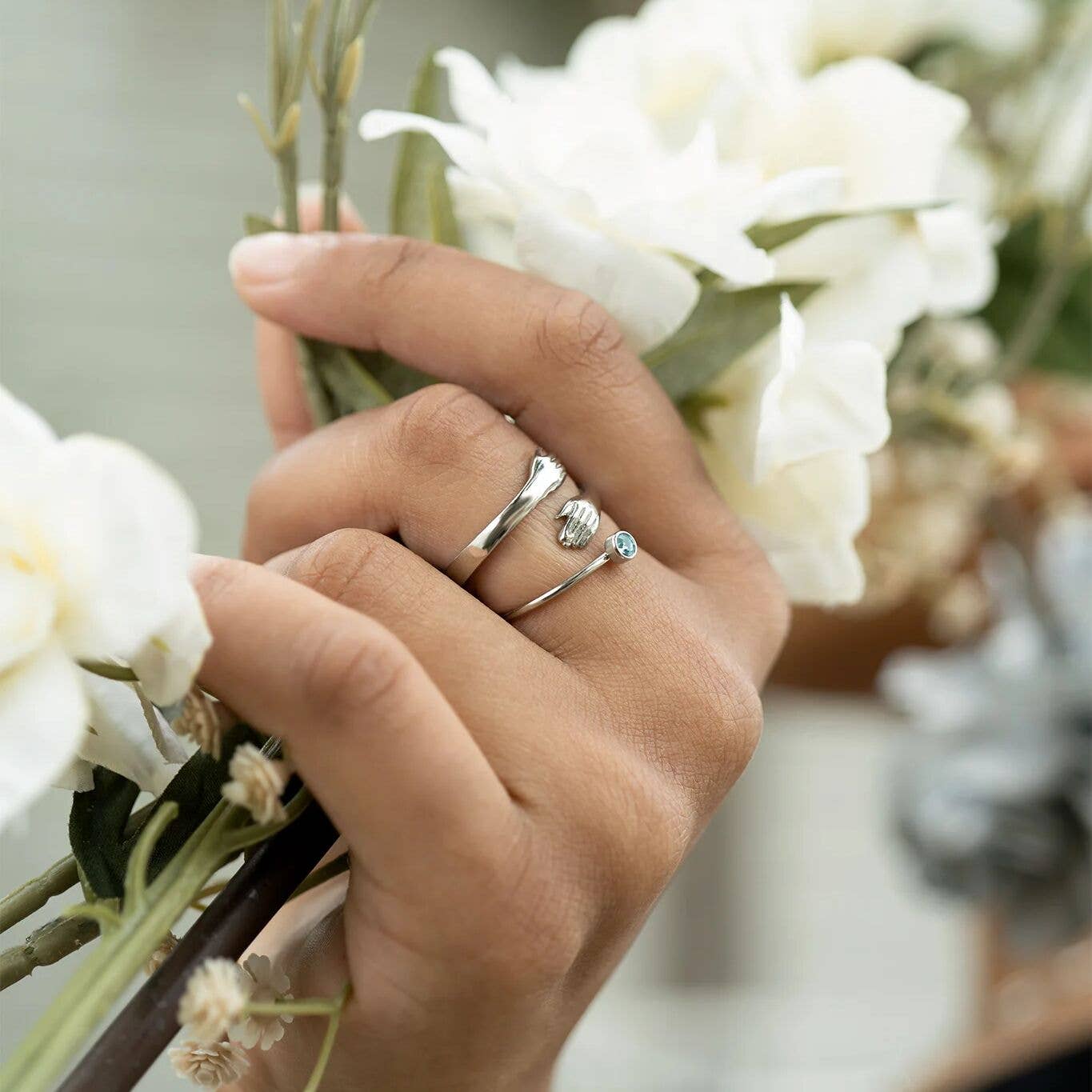 Stainless Steel Birthstone Stacking Ring: March / 7