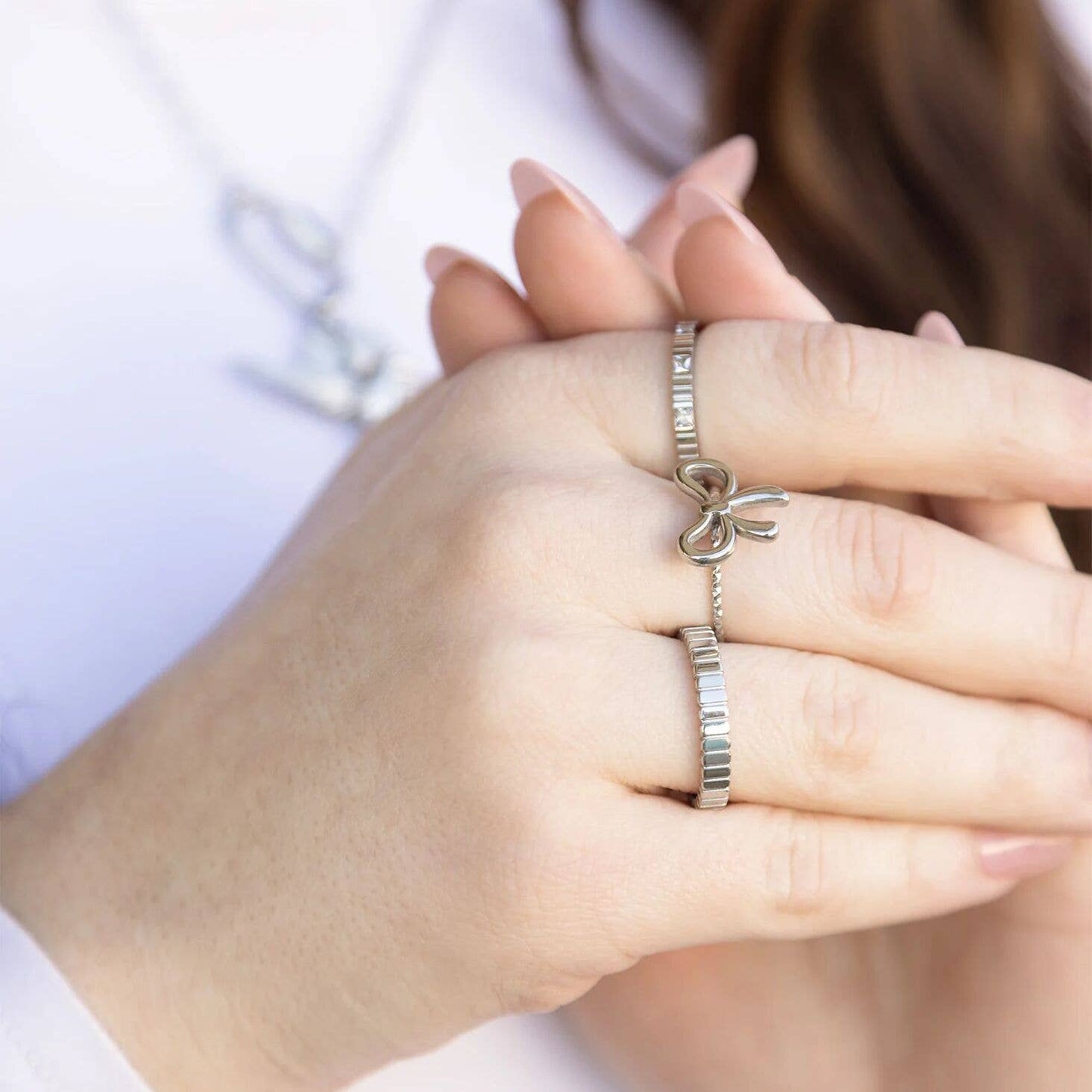 18K Gold PVD Stainless Steel Fluted Stacking Ring: Gold / 7