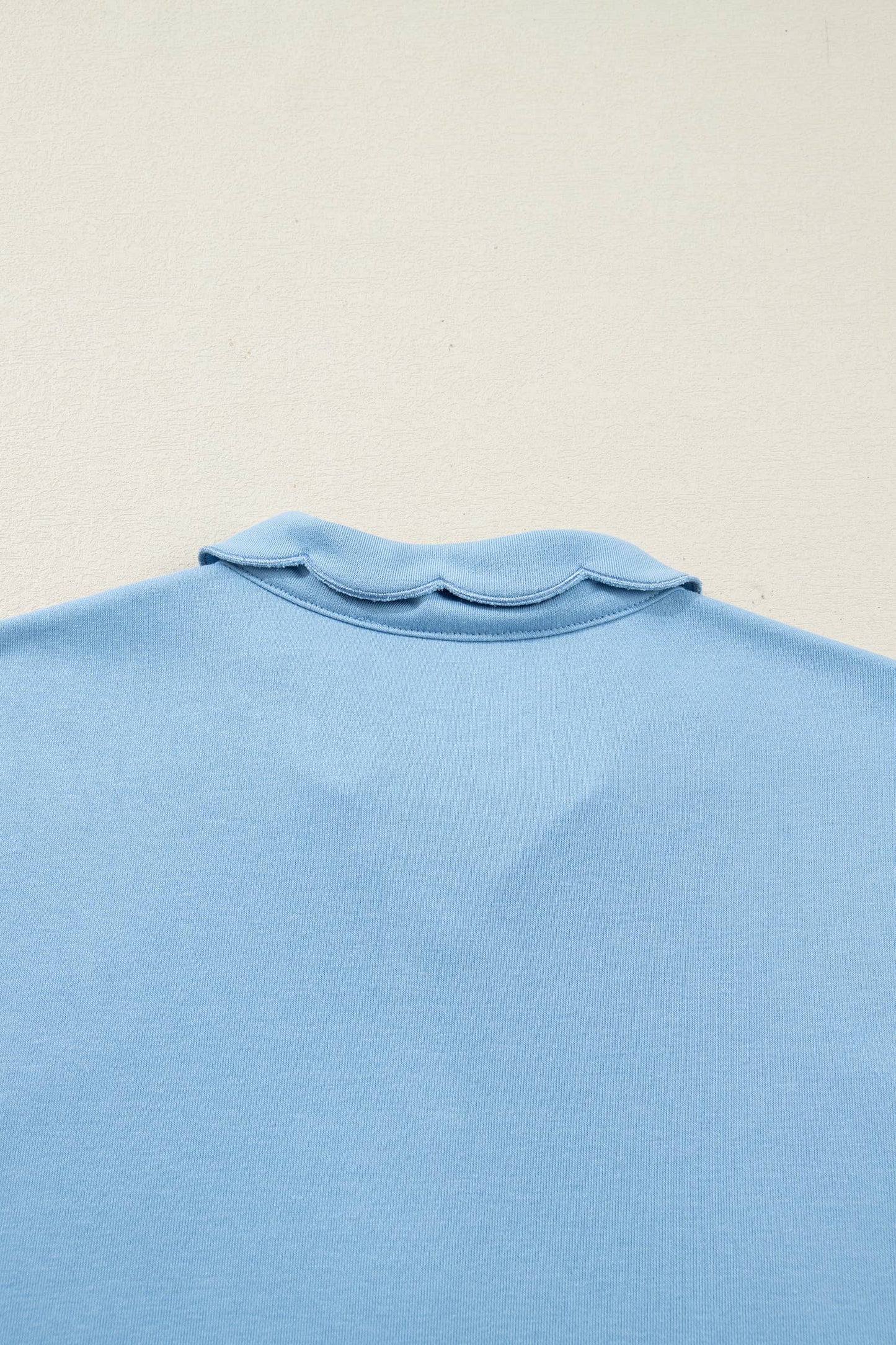 Button Polo Collar Short Sleeve Scallop Hem Mini Dress S-4X: Beau Blue / S