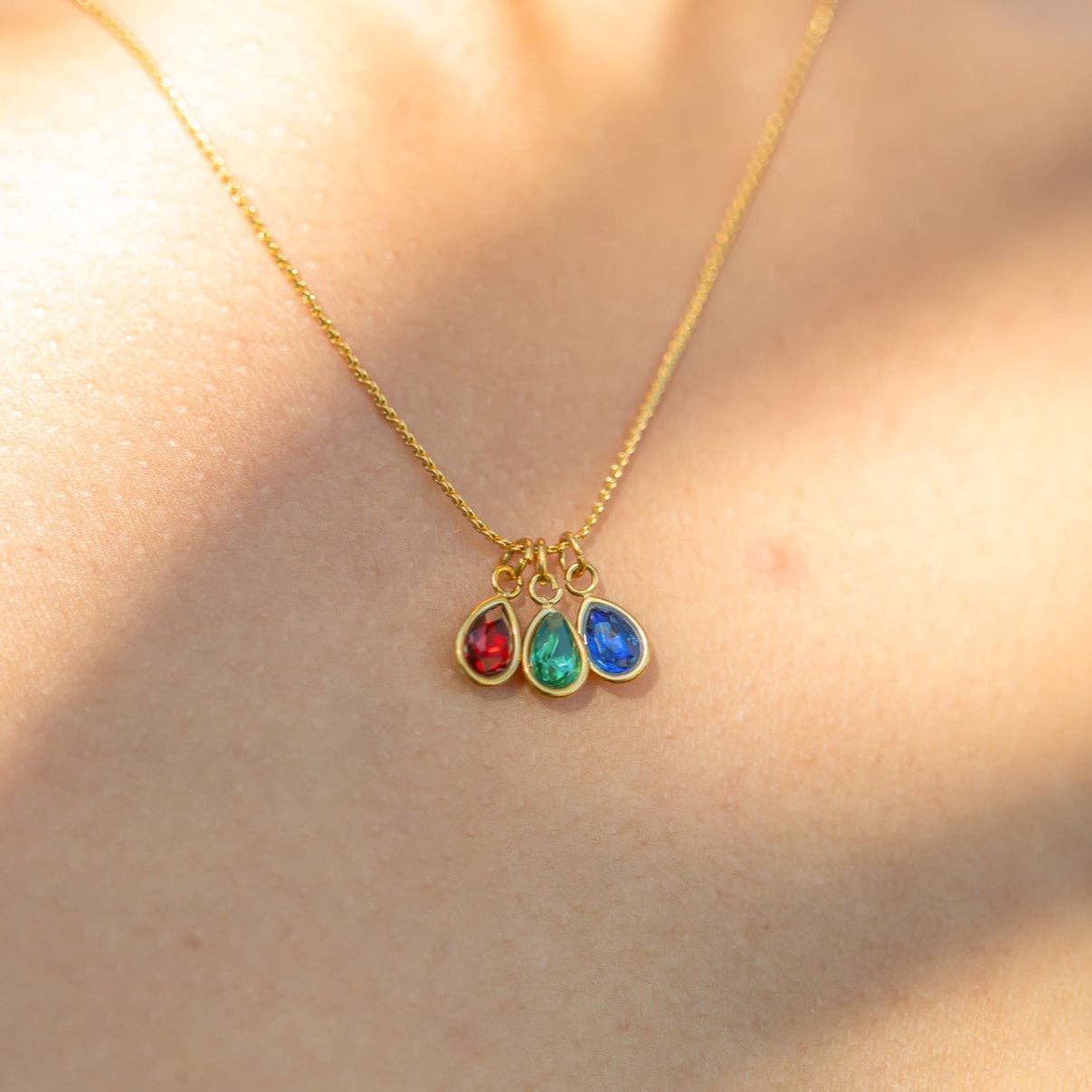 18K Gold PVD Teardrop Birthstone Charm: August