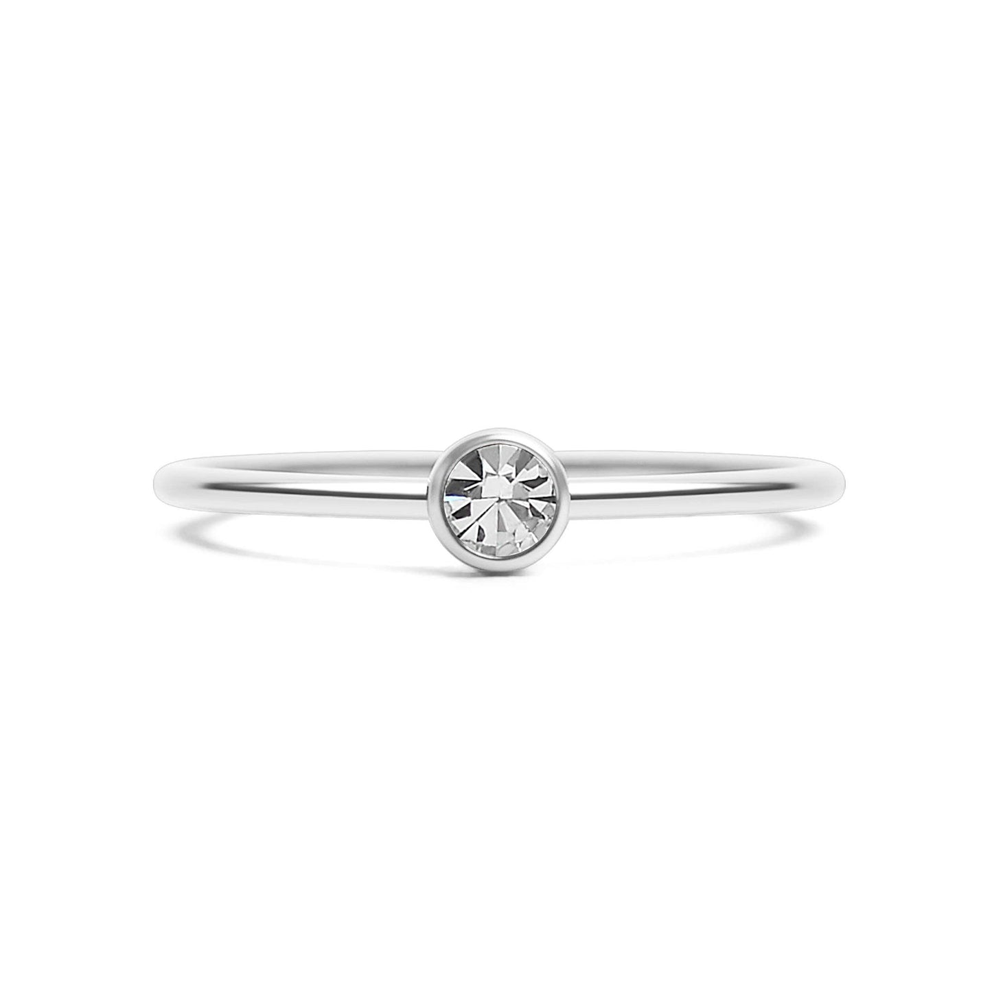 Stainless Steel Birthstone Stacking Ring: March / 7