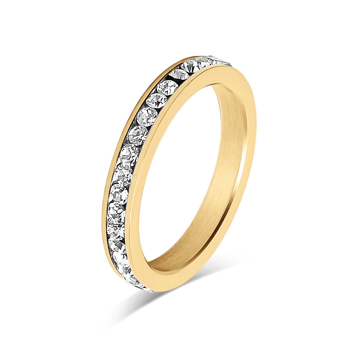 18K Gold PVD CZ Eternity Stainless Steel Ring: February / 6