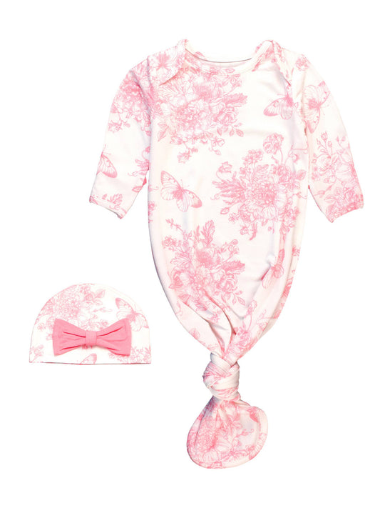 Pink Toile Bamboo Set: Newborn-3m