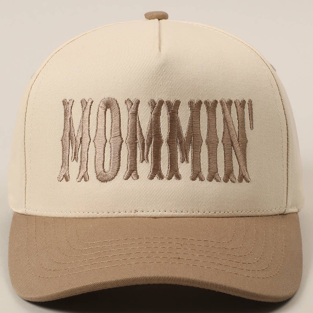 MOMMIN' Letter Embroidery Two-Tone Trucker Hat: Black / ONE SIZE