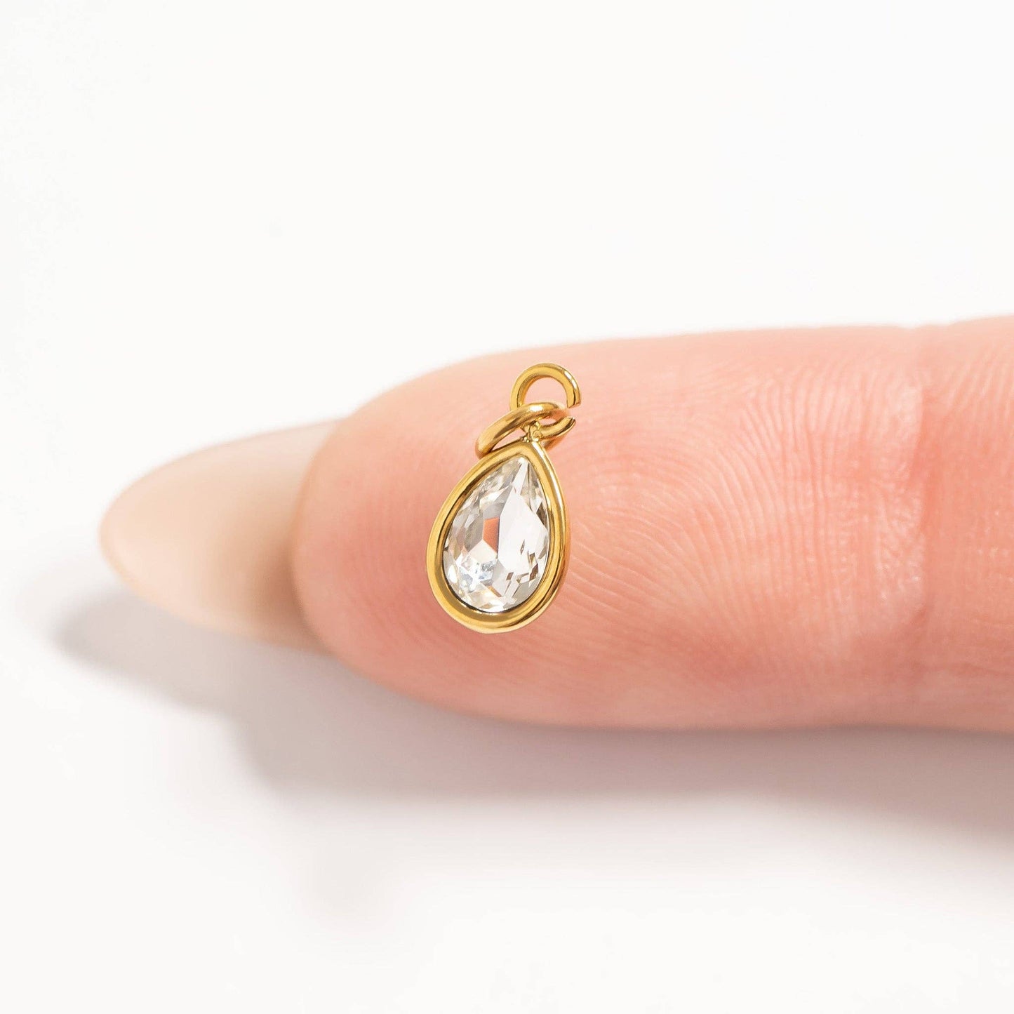 18K Gold PVD Teardrop Birthstone Charm: January