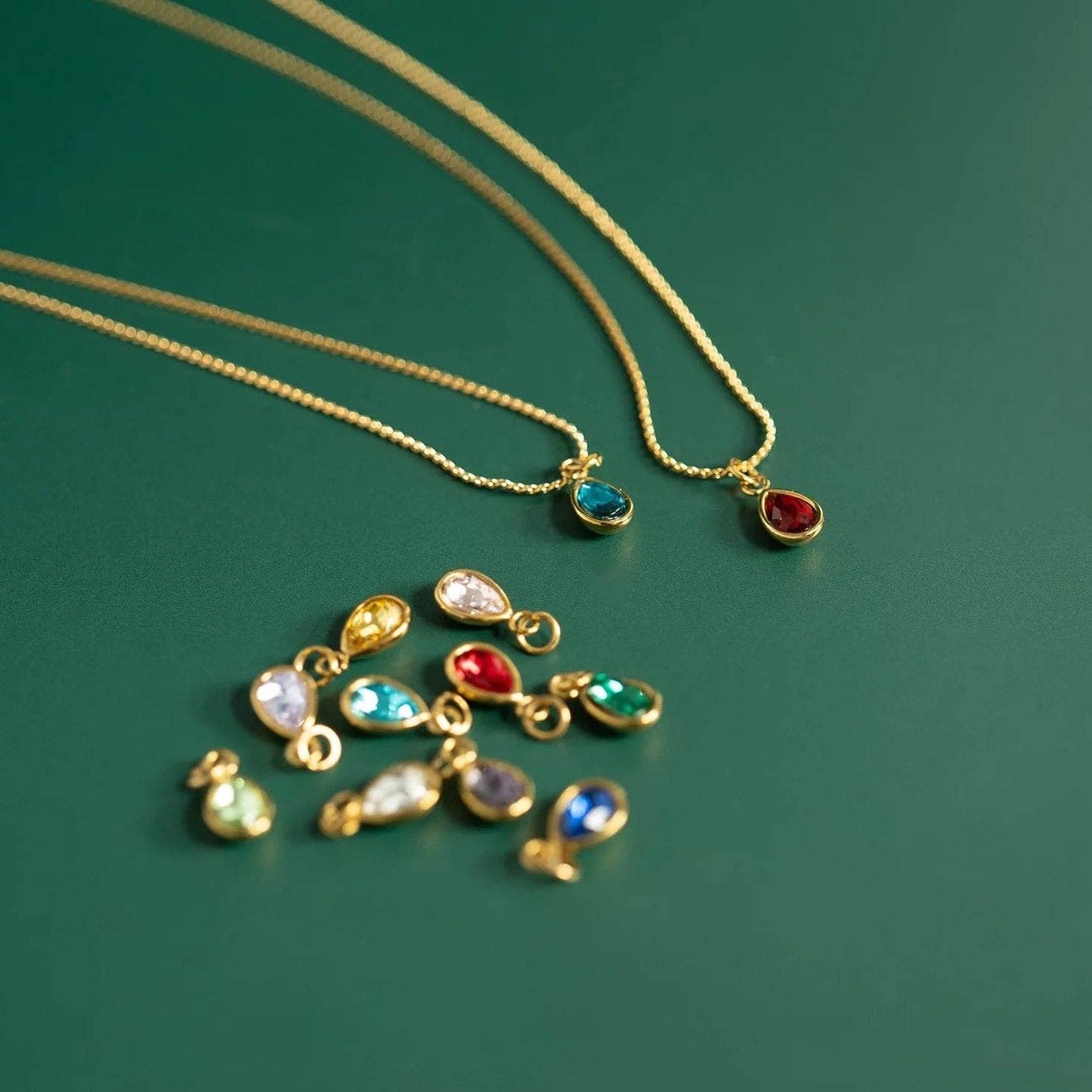 18K Gold PVD Teardrop Birthstone Charm: January