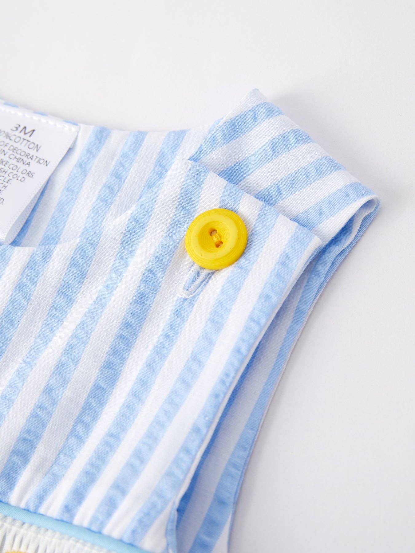 Spring and Summer Chicken Embroidery Blue Boy Romper: 12M